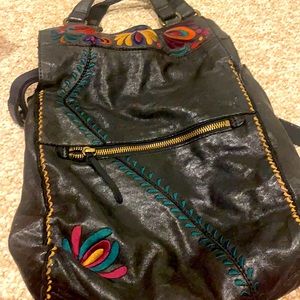 Embroidered leather Lucky Brand hobo bag
